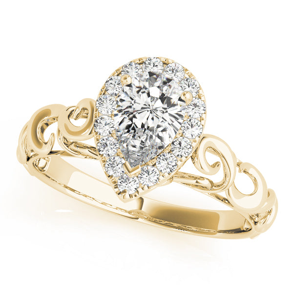 Bespoke Solitaires Any Shape Pear Diamond Engagement Ring in 10K/14K gold and platinum with certified lab-grown or natural diamonds