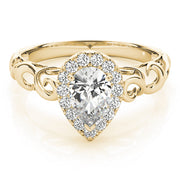 Bespoke Solitaires Any Shape Pear Diamond Engagement Ring in 10K/14K gold and platinum with certified lab-grown or natural diamonds