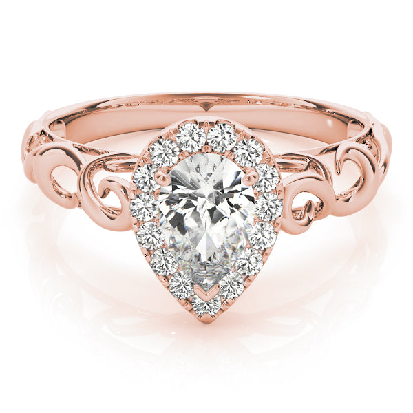 Bespoke Solitaires Any Shape Pear Diamond Engagement Ring in 10K/14K gold and platinum with certified lab-grown or natural diamonds