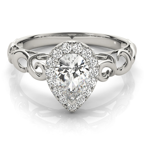 Bespoke Solitaires Any Shape Pear Diamond Engagement Ring in 10K/14K gold and platinum with certified lab-grown or natural diamonds