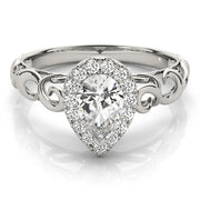 Bespoke Solitaires Any Shape Pear Diamond Engagement Ring in 10K/14K gold and platinum with certified lab-grown or natural diamonds