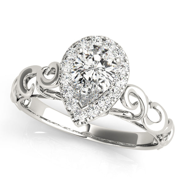 Bespoke Solitaires Any Shape Pear Diamond Engagement Ring in 10K/14K gold and platinum with certified lab-grown or natural diamonds