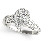 Bespoke Solitaires Any Shape Pear Diamond Engagement Ring in 10K/14K gold and platinum with certified lab-grown or natural diamonds