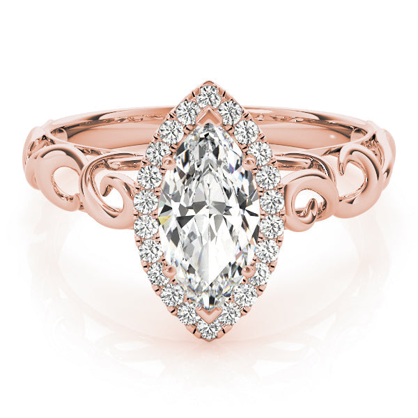 Devoted Solitaires Any Shape Marquise Diamond Engagement Ring in 10K/14K gold and platinum with certified lab-grown or natural diamonds