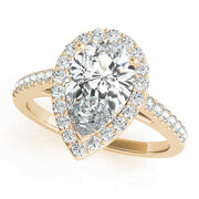 Resplendent Shape Halo Pear Diamond Engagement Ring in 10K/14K gold and platinum with certified lab-grown or natural diamonds