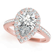 Resplendent Shape Halo Pear Diamond Engagement Ring in 10K/14K gold and platinum with certified lab-grown or natural diamonds