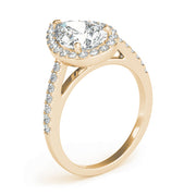 Resplendent Shape Halo Pear Diamond Engagement Ring in 10K/14K gold and platinum with certified lab-grown or natural diamonds