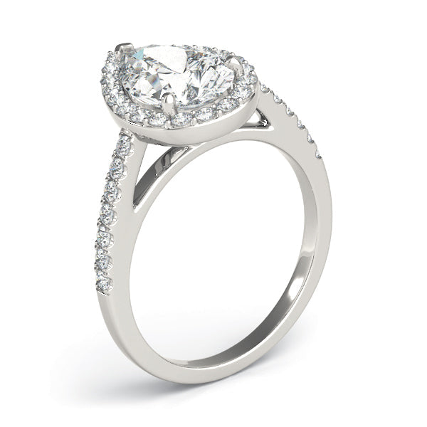 Resplendent Shape Halo Pear Diamond Engagement Ring in 10K/14K gold and platinum with certified lab-grown or natural diamonds