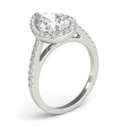 Resplendent Shape Halo Pear Diamond Engagement Ring in 10K/14K gold and platinum with certified lab-grown or natural diamonds