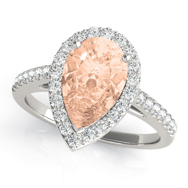 Resplendent Shape Halo Pear Diamond Engagement Ring in 10K/14K gold and platinum with certified lab-grown or natural diamonds