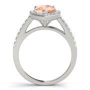 Resplendent Shape Halo Pear Diamond Engagement Ring in 10K/14K gold and platinum with certified lab-grown or natural diamonds