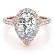 Resplendent Shape Halo Pear Diamond Engagement Ring in 10K/14K gold and platinum with certified lab-grown or natural diamonds