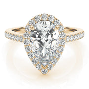 Resplendent Shape Halo Pear Diamond Engagement Ring in 10K/14K gold and platinum with certified lab-grown or natural diamonds