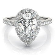 Resplendent Shape Halo Pear Diamond Engagement Ring in 10K/14K gold and platinum with certified lab-grown or natural diamonds