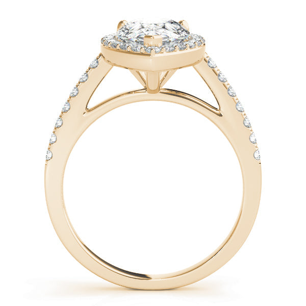 Resplendent Shape Halo Pear Diamond Engagement Ring in 10K/14K gold and platinum with certified lab-grown or natural diamonds