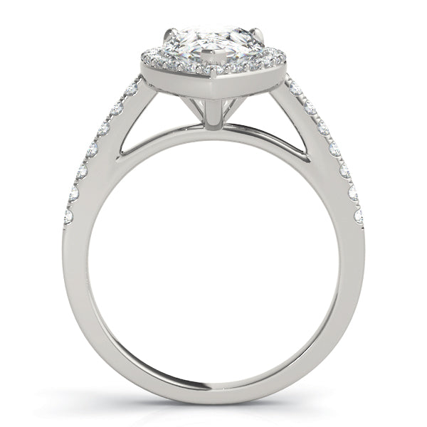Resplendent Shape Halo Pear Diamond Engagement Ring in 10K/14K gold and platinum with certified lab-grown or natural diamonds