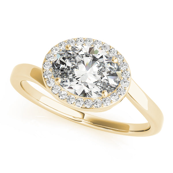 Noble Sidestone Oval Diamond Engagement Ring in 10K/14K gold and platinum with certified lab-grown or natural diamonds
