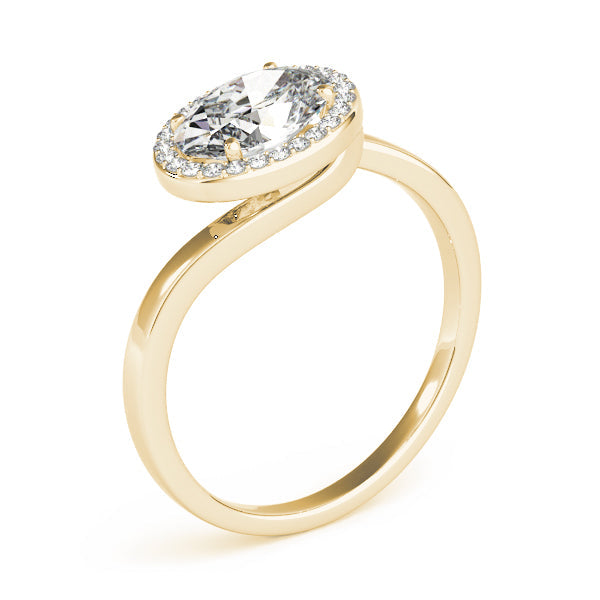 Noble Sidestone Oval Diamond Engagement Ring in 10K/14K gold and platinum with certified lab-grown or natural diamonds