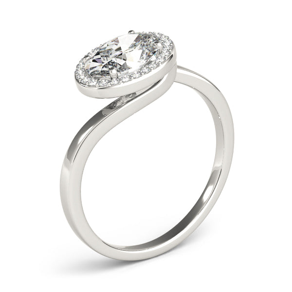 Noble Sidestone Oval Diamond Engagement Ring in 10K/14K gold and platinum with certified lab-grown or natural diamonds