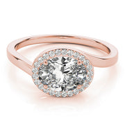 Noble Sidestone Oval Diamond Engagement Ring in 10K/14K gold and platinum with certified lab-grown or natural diamonds