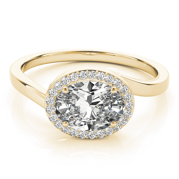 Noble Sidestone Oval Diamond Engagement Ring in 10K/14K gold and platinum with certified lab-grown or natural diamonds