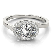 Noble Sidestone Oval Diamond Engagement Ring in 10K/14K gold and platinum with certified lab-grown or natural diamonds