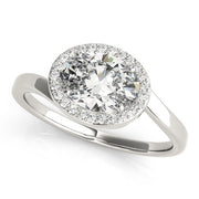 Noble Sidestone Oval Diamond Engagement Ring in 10K/14K gold and platinum with certified lab-grown or natural diamonds