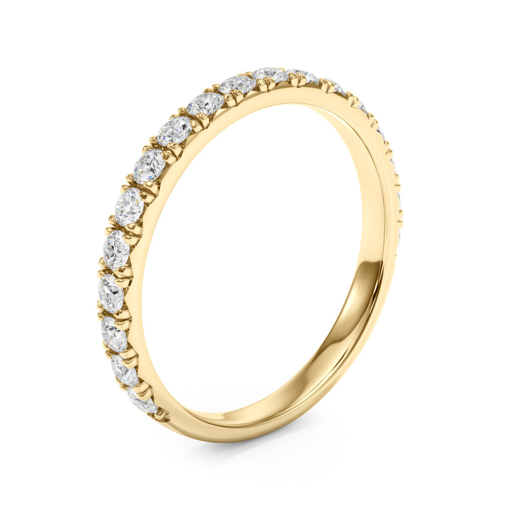 French-Cut Round Diamond Half Eternity Ring in Gold & Platinum