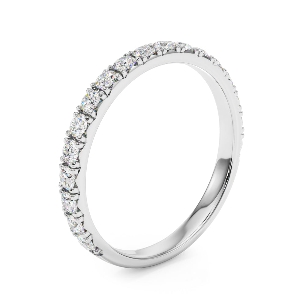 French-Cut Round Diamond Half Eternity Ring in Gold & Platinum