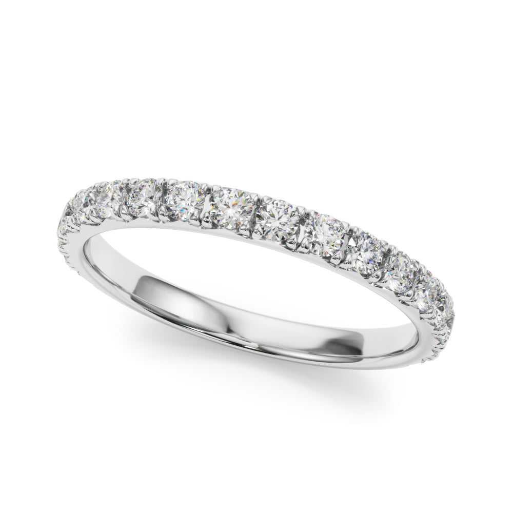 French-Cut Round Diamond Half Eternity Ring in Gold & Platinum