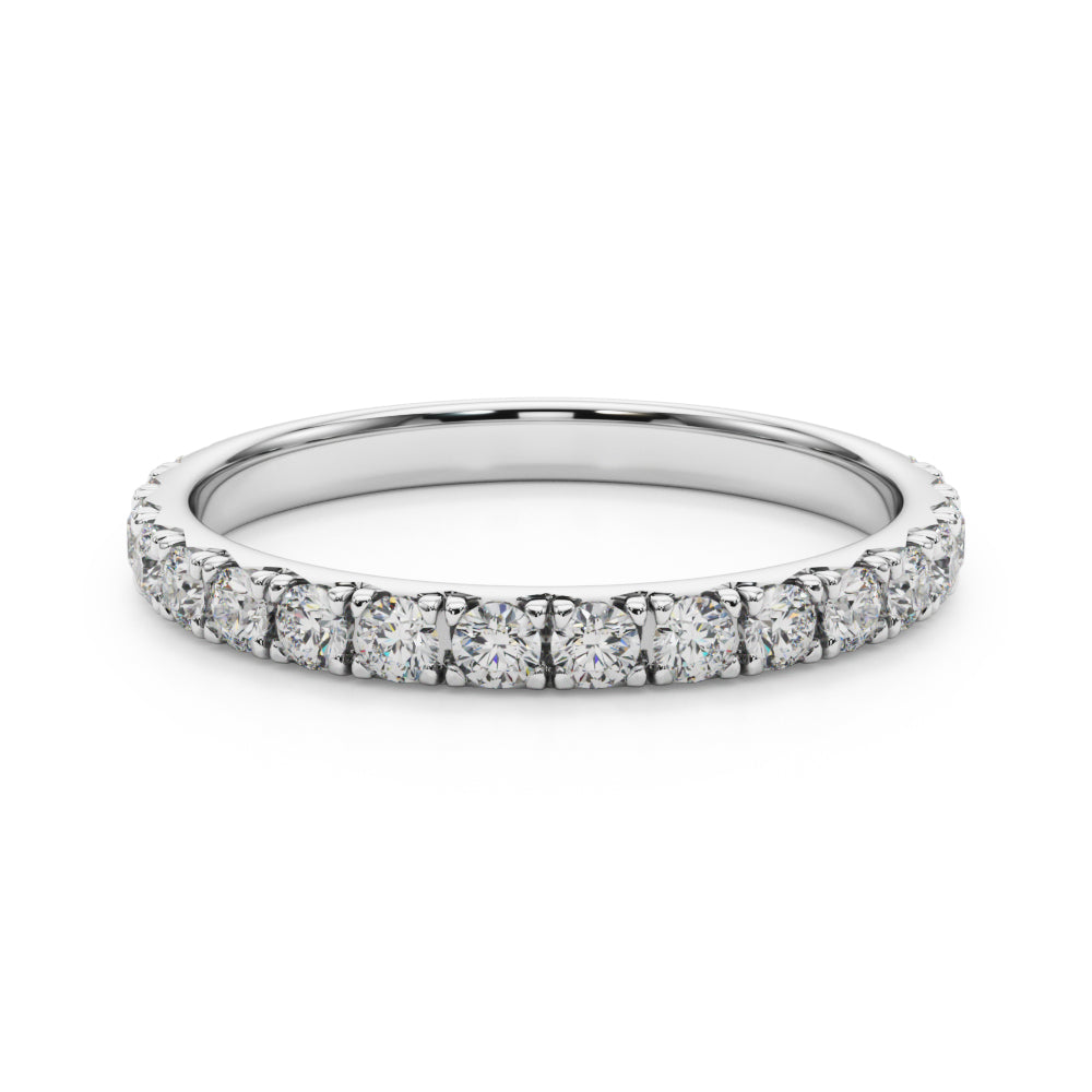 French-Cut Round Diamond Half Eternity Ring in Gold & Platinum