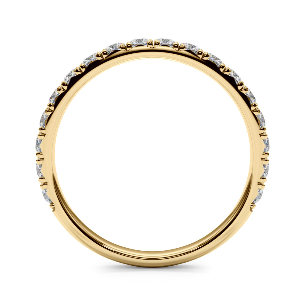 French-Cut Round Diamond Half Eternity Ring in Gold & Platinum