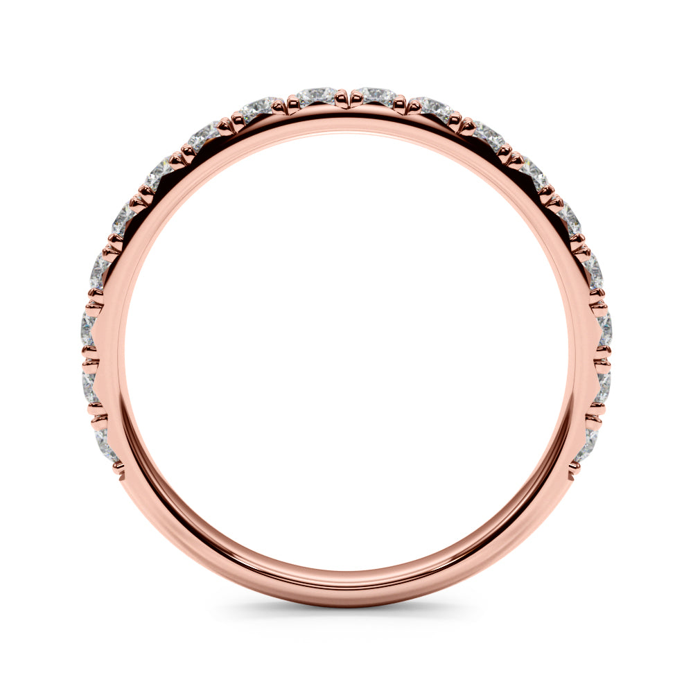French-Cut Round Diamond Half Eternity Ring in Gold & Platinum