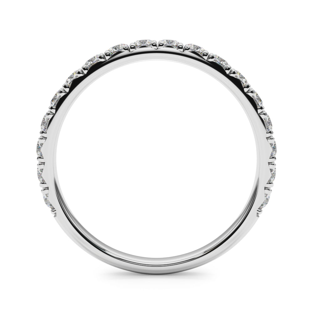 French-Cut Round Diamond Half Eternity Ring in Gold & Platinum