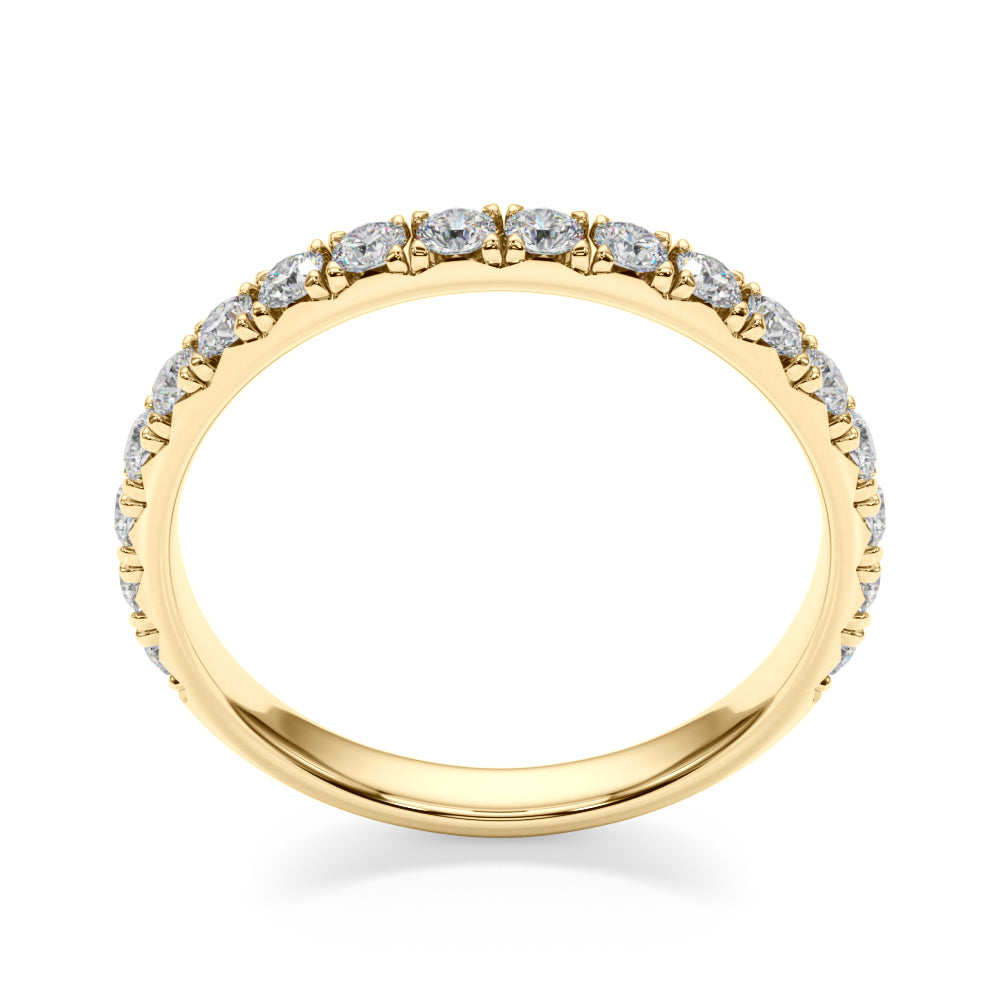 French-Cut Round Diamond Half Eternity Ring in Gold & Platinum