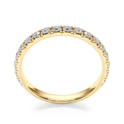 French-Cut Round Diamond Half Eternity Ring in Gold & Platinum