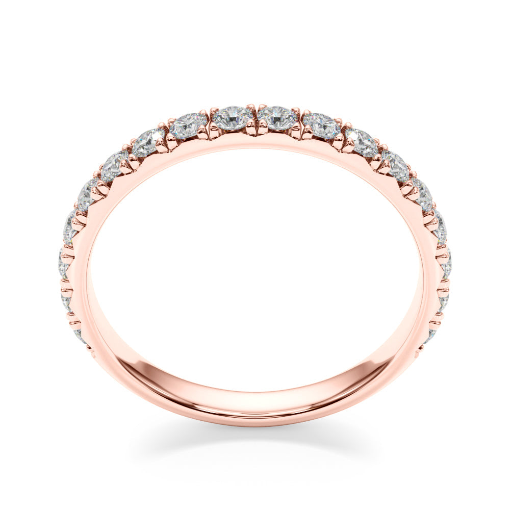 French-Cut Round Diamond Half Eternity Ring in Gold & Platinum