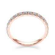 French-Cut Round Diamond Half Eternity Ring in Gold & Platinum