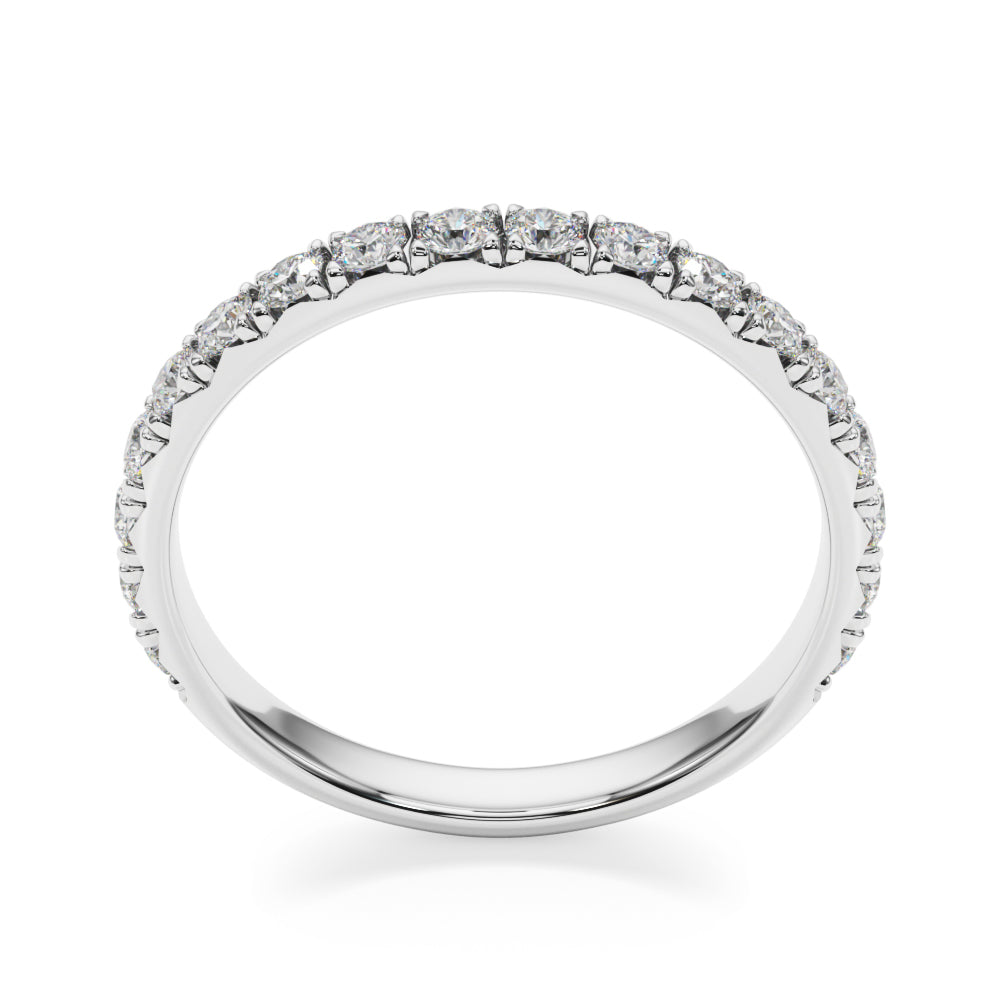French-Cut Round Diamond Half Eternity Ring in Gold & Platinum