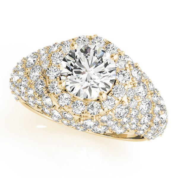 Radiant Fashion Band Round Diamond Engagement Ring in 10K/14K gold and platinum with certified lab-grown or natural diamonds