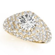 Radiant Fashion Band Round Diamond Engagement Ring in 10K/14K gold and platinum with certified lab-grown or natural diamonds