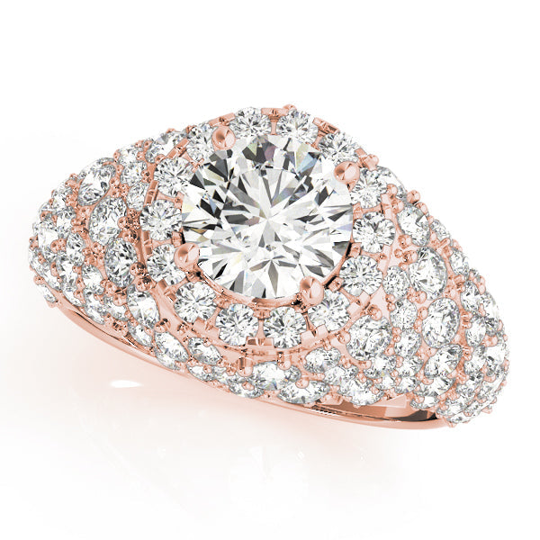 Radiant Fashion Band Round Diamond Engagement Ring in 10K/14K gold and platinum with certified lab-grown or natural diamonds
