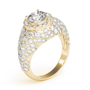 Radiant Fashion Band Round Diamond Engagement Ring in 10K/14K gold and platinum with certified lab-grown or natural diamonds