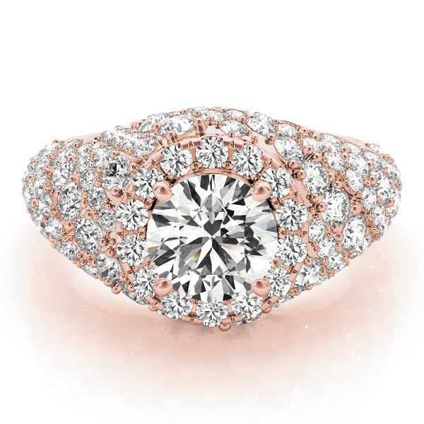 Radiant Fashion Band Round Diamond Engagement Ring in 10K/14K gold and platinum with certified lab-grown or natural diamonds