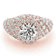 Radiant Fashion Band Round Diamond Engagement Ring in 10K/14K gold and platinum with certified lab-grown or natural diamonds