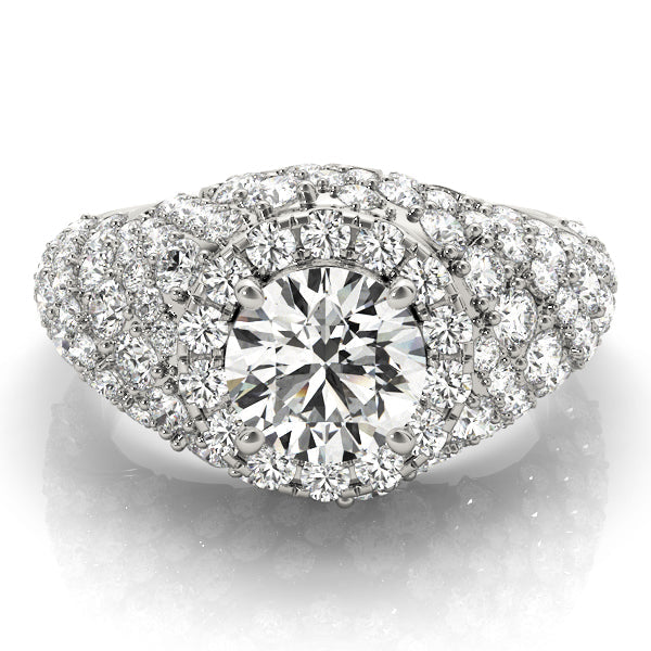Radiant Fashion Band Round Diamond Engagement Ring in 10K/14K gold and platinum with certified lab-grown or natural diamonds