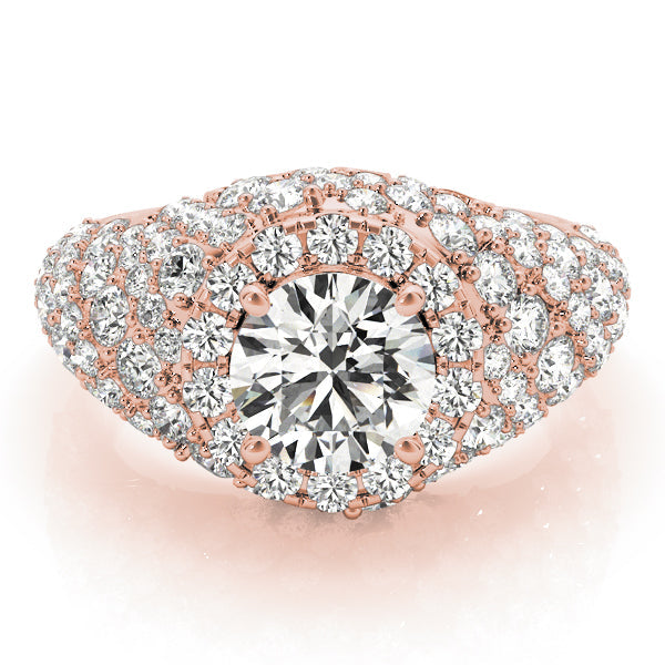 Radiant Fashion Band Round Diamond Engagement Ring in 10K/14K gold and platinum with certified lab-grown or natural diamonds