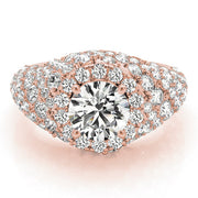 Radiant Fashion Band Round Diamond Engagement Ring in 10K/14K gold and platinum with certified lab-grown or natural diamonds