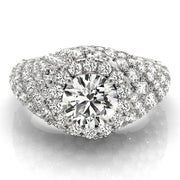 Radiant Fashion Band Round Diamond Engagement Ring in 10K/14K gold and platinum with certified lab-grown or natural diamonds