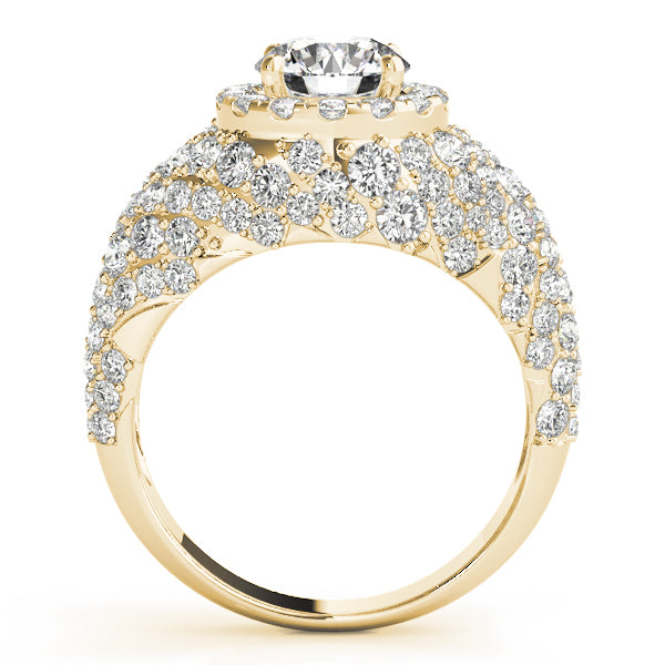 Radiant Fashion Band Round Diamond Engagement Ring in 10K/14K gold and platinum with certified lab-grown or natural diamonds